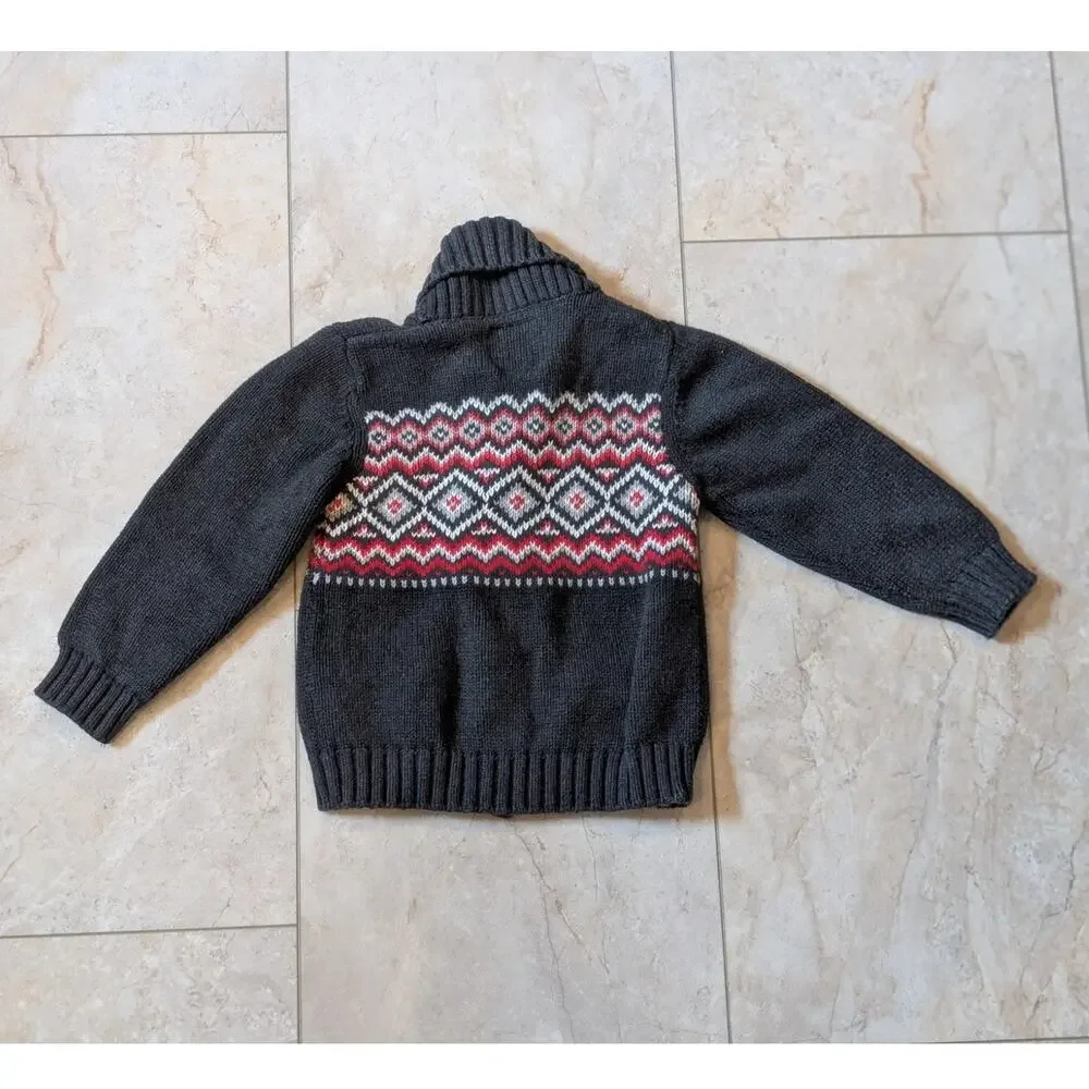 OshKosh B'gosh Nordic fair isle sweater cardigan button-up shawl collar boys 4t